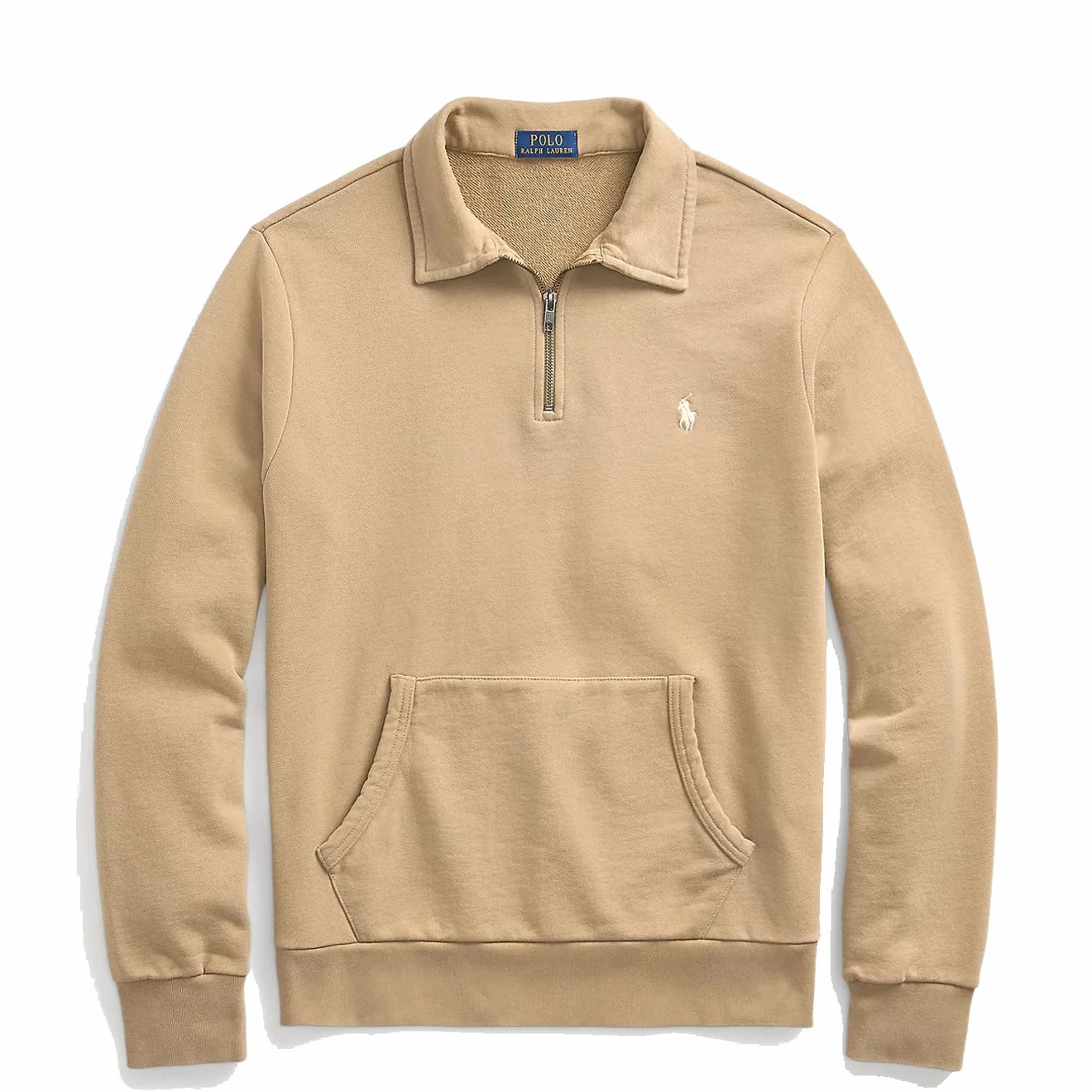 Big Price Drop Polo Ralph Lauren Loopback Fleece Quarter-Zip Sweatshirt Desert Khaki