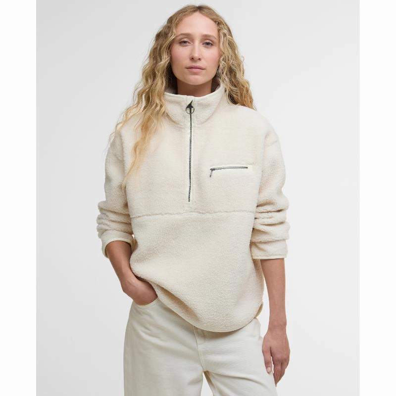 Barbour Mersea Ladies 1/4 Zip Fleece Overlayer - Natural Mega Online Discount Exclusive Deal Inside