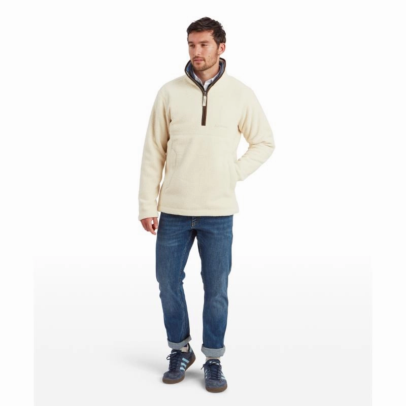 Schoffel Berkeley Retro 1/4 Zip Fleece - Ecru Last Chance Steal Best Seller Deal