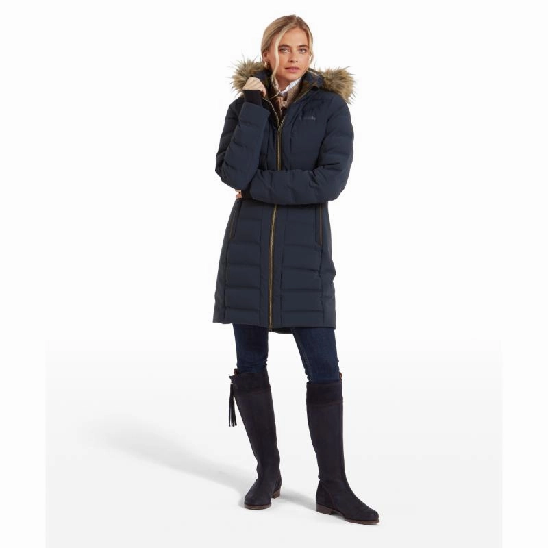 Save Today Only Schoffel Hurlingham Ladies Venturi Waterproof Down Coat - Carbon Navy