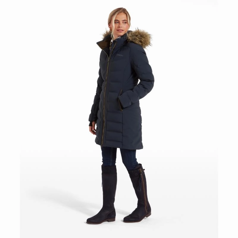 Schoffel Hurlingham Ladies Venturi Waterproof Down Coat - Carbon Navy Clearance Blowout