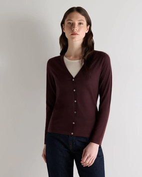 Women'S Mia Superfine Cashmere V Neck Cardigan Claret Red Steal Todays Offer Dont Miss Todays Deal