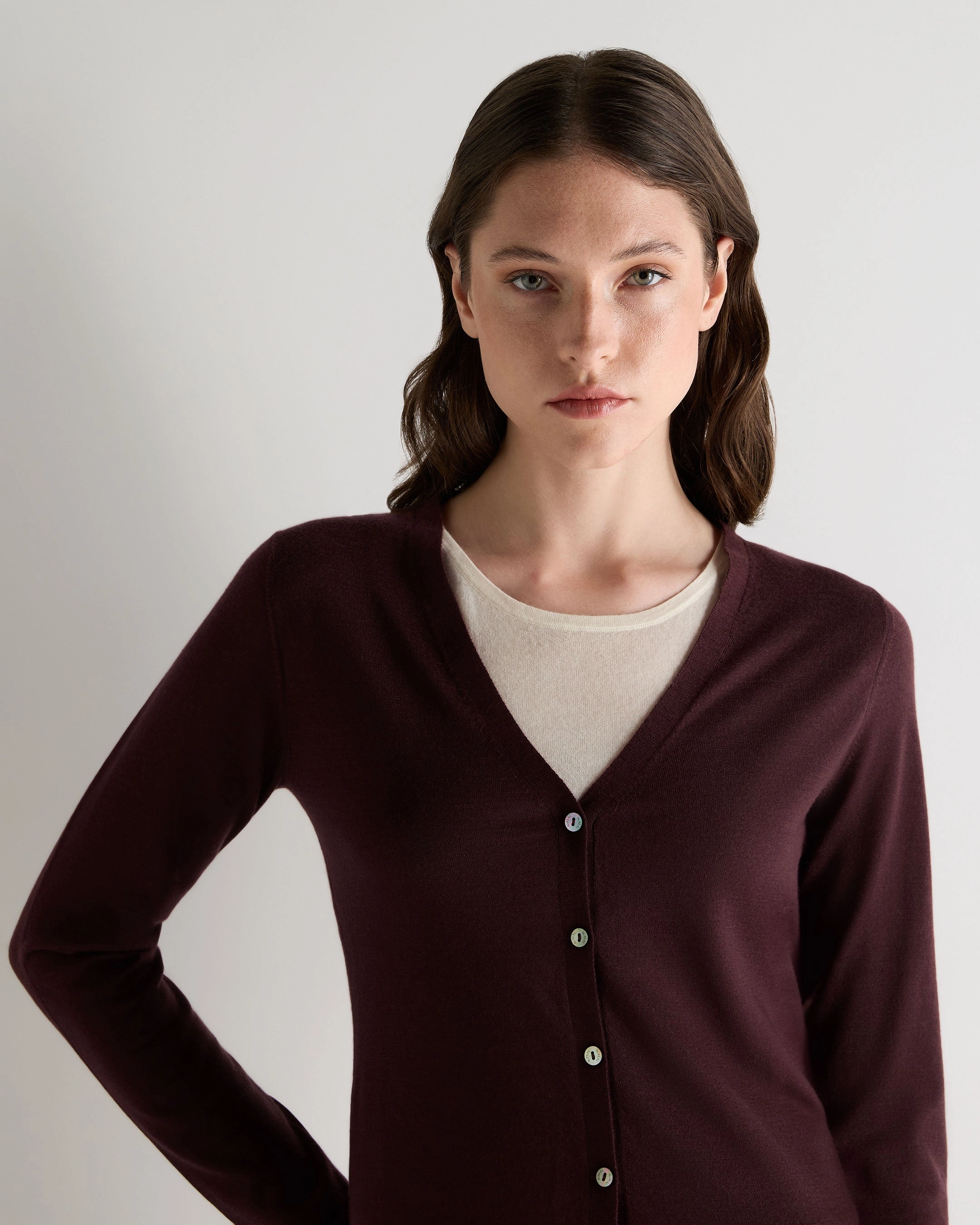 Flash Pick Today Todays Hot Pick Women'S Mia Superfine Cashmere V Neck Cardigan Claret Red