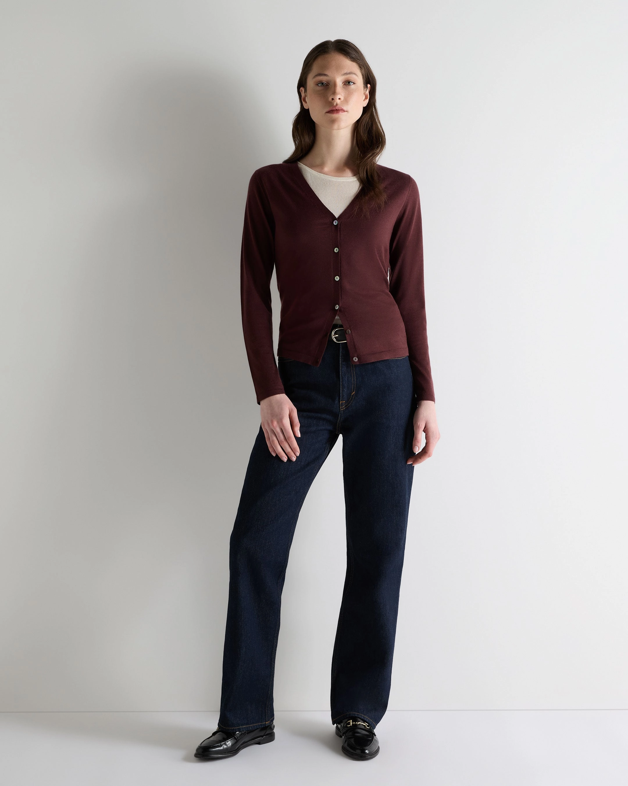 Women'S Mia Superfine Cashmere V Neck Cardigan Claret Red Today Only Savings Special Offer Inside