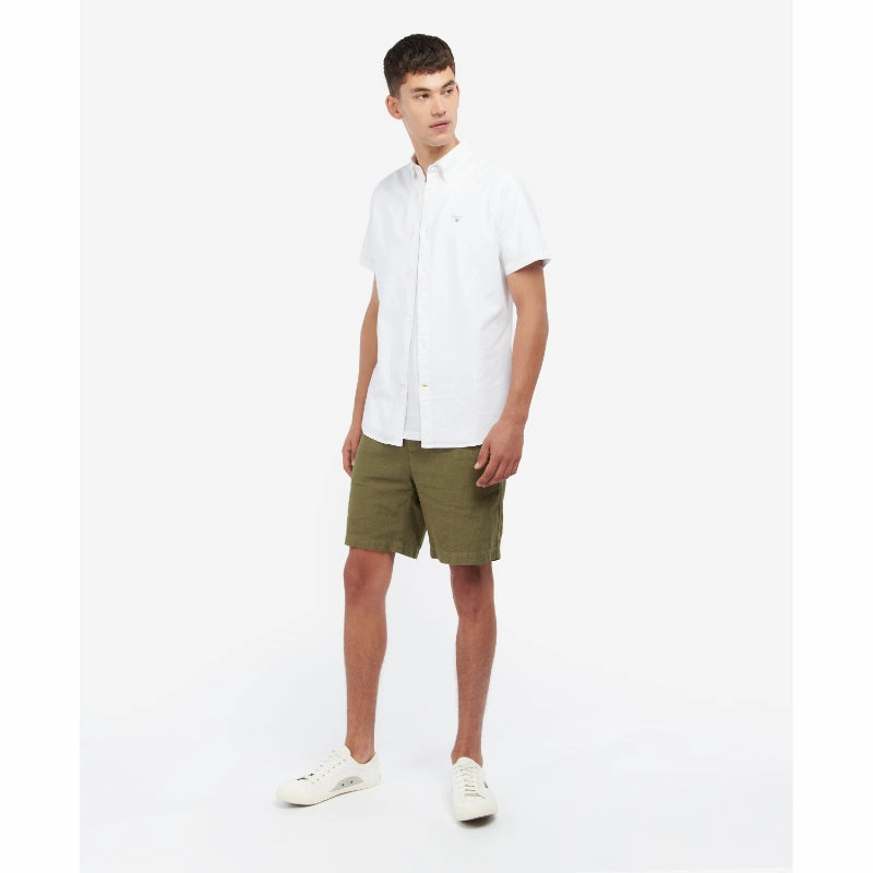 Dont Miss Hot Deals Instant Deal Today Barbour Oxtown Short Sleeve Mens Tailored Fit Shirt  - White
