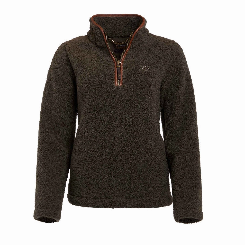 Perfect Gift Offer Save Today Only Holland Cooper Country Ladies Fleece Quarter Zip Jumper - Khaki Borg
