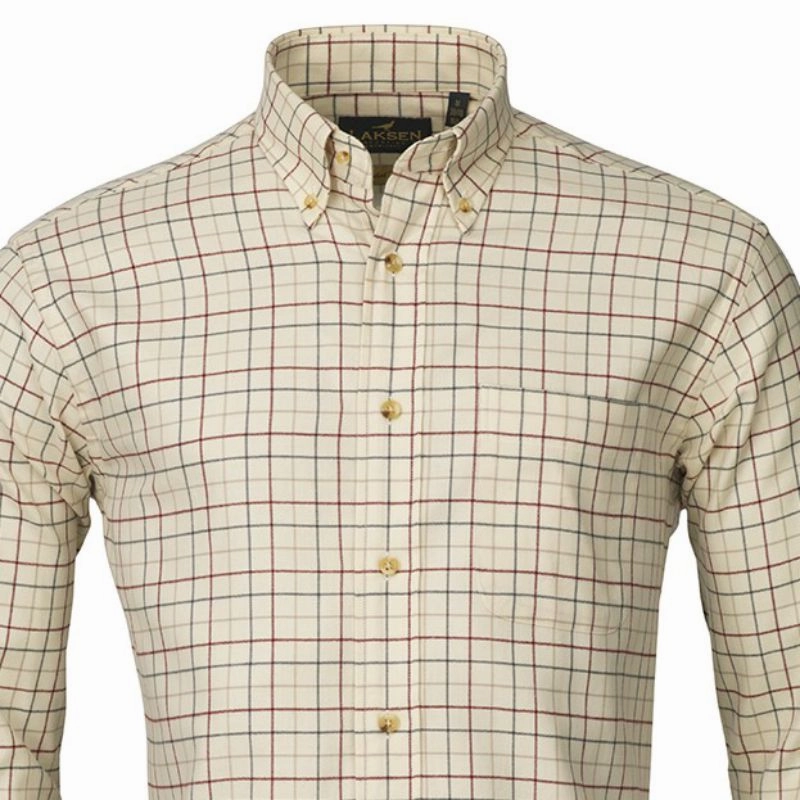 Special Offer Inside Grab Your Savings Laksen Tim Mens Tattersall Sporting Shirt - Sand/Forest/Grape