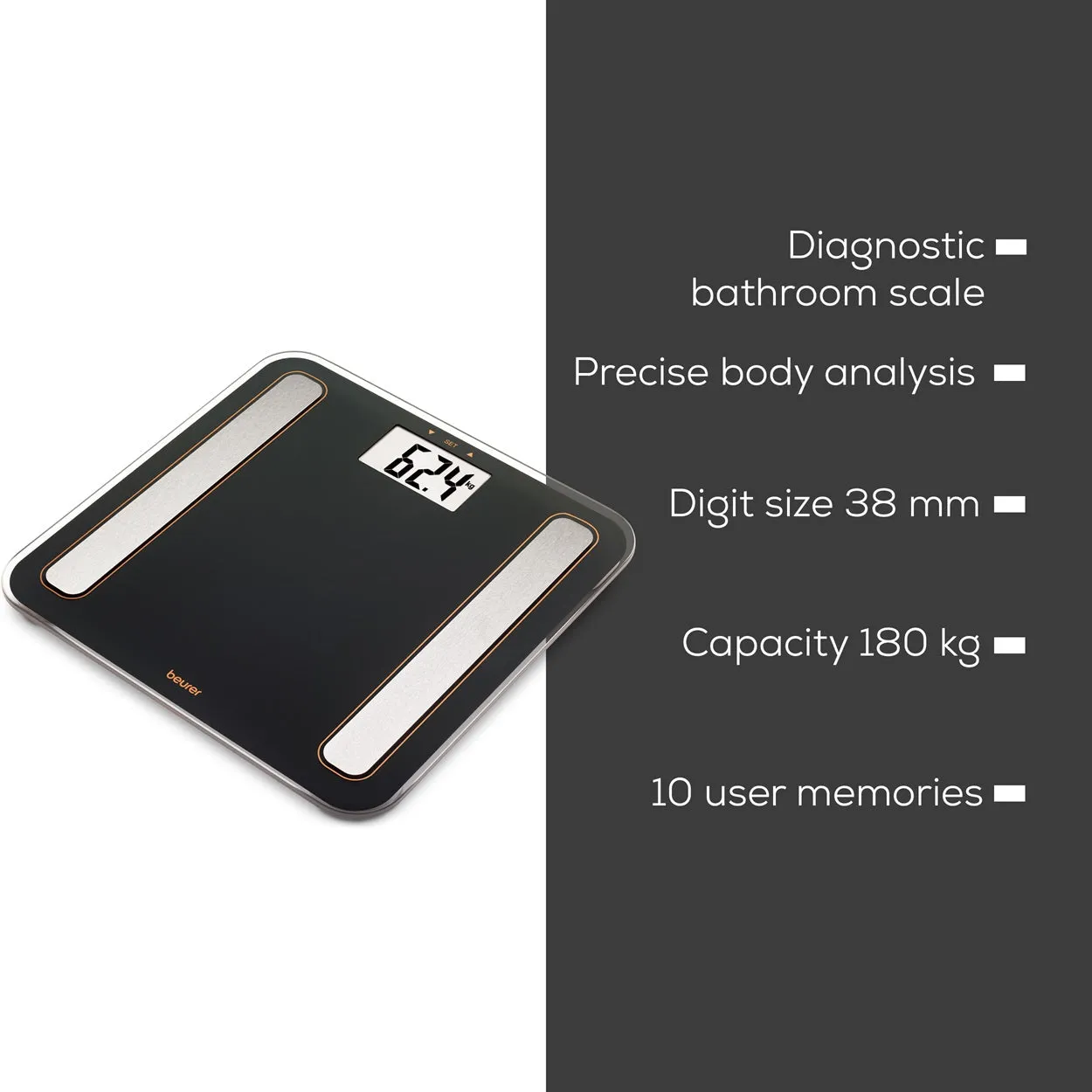 Beurer Bathroom Scale Diagnostic, Black