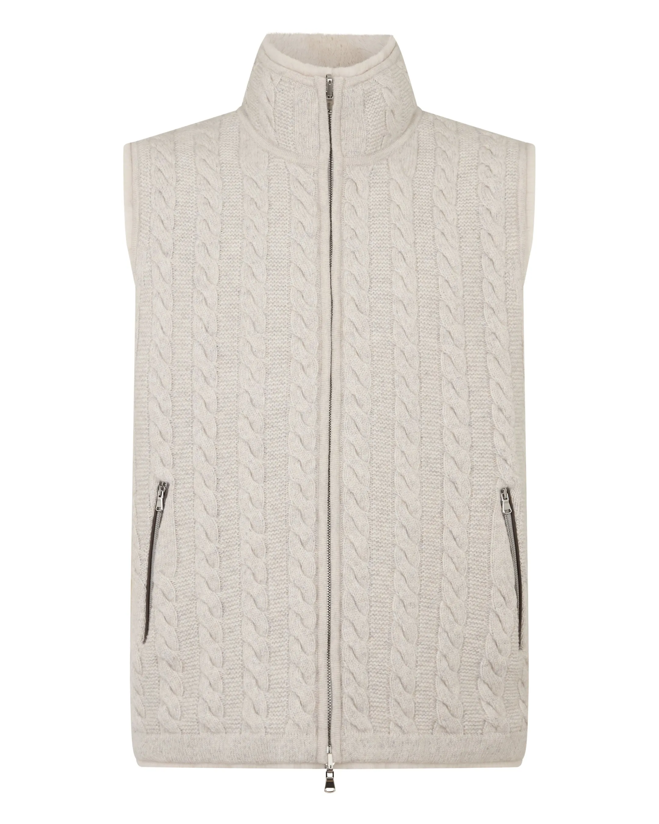 Men'S Dolomiti Cable Fur Gilet Ash Grey Marl Exclusive Online Deal Today Only Steal