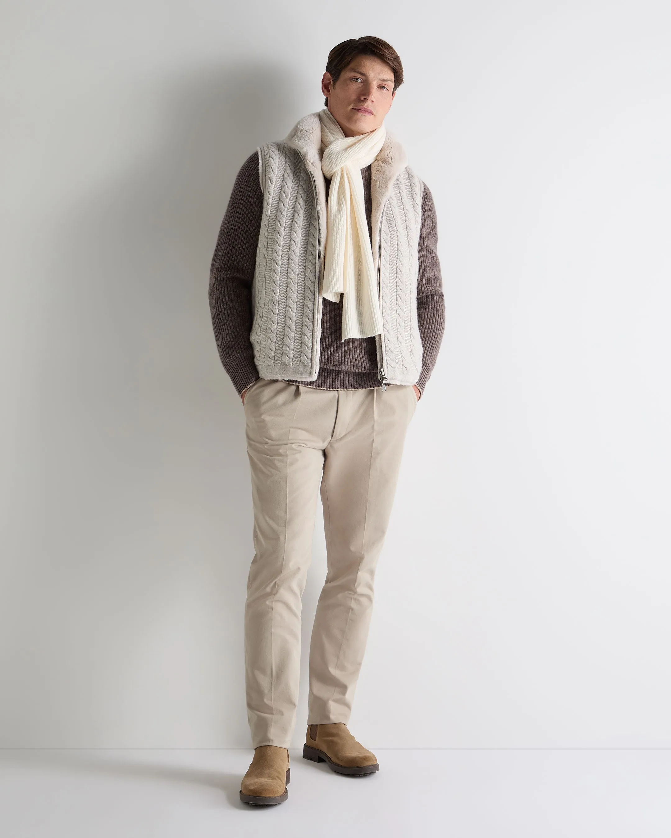 Men'S Dolomiti Cable Fur Gilet Ash Grey Marl Save Today Only Gift Sale Event