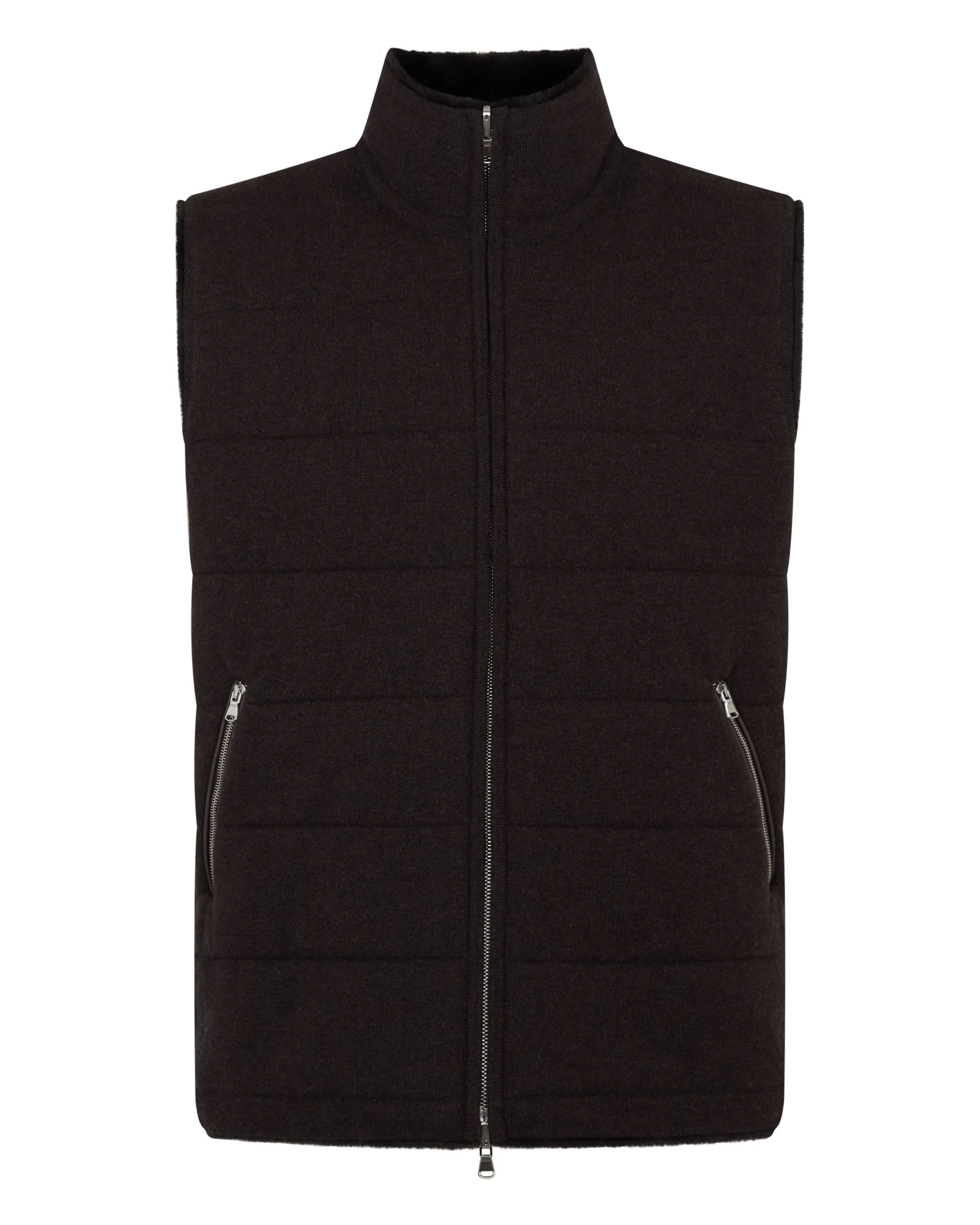 Online Deal Frenzy Men'S Vermont Fur Lined Gilet Chocolate Brown