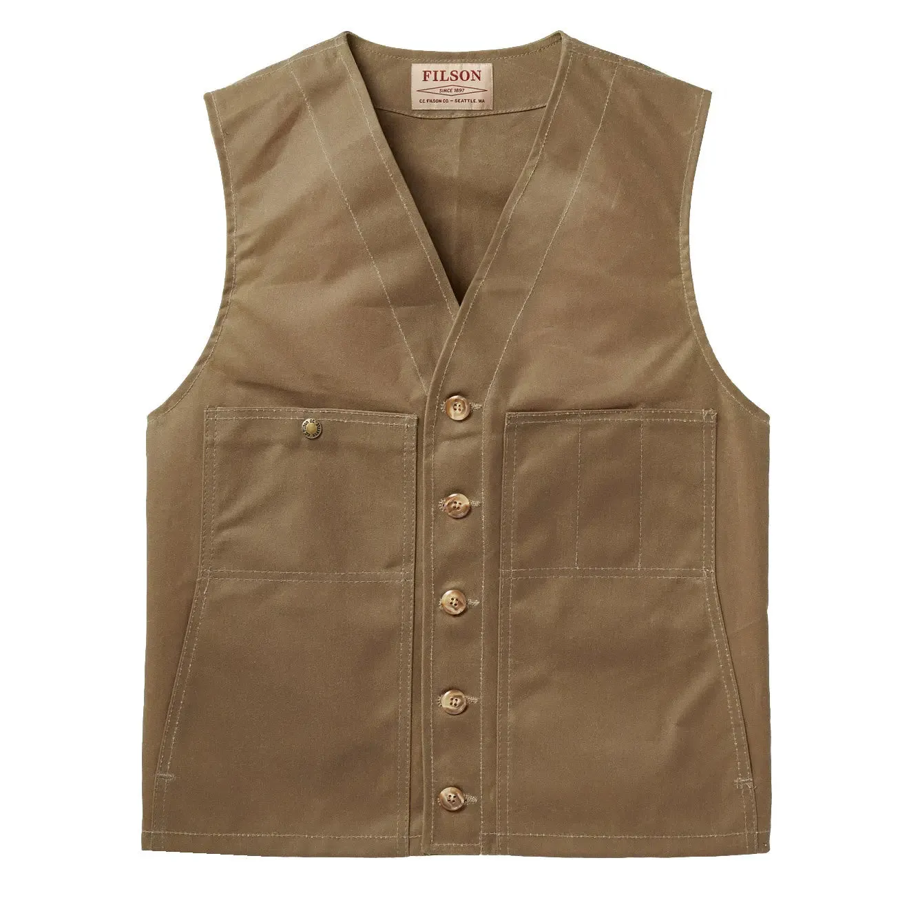 Limited Time Discount Filson Oil Tin Cloth Vest Dark Tan