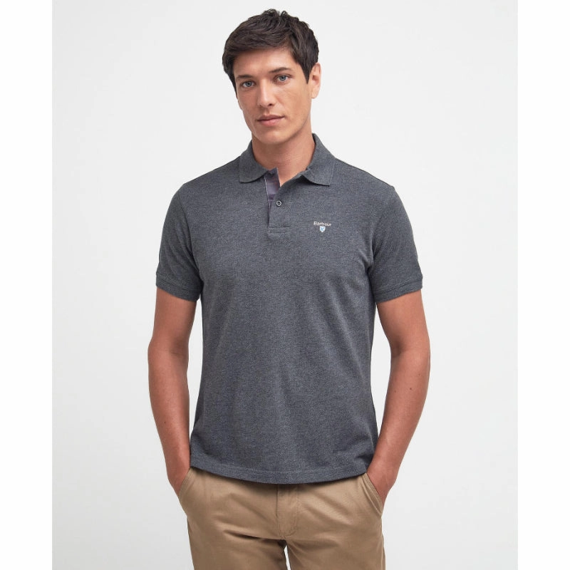 Barbour Tartan Pique Mens Polo Shirt - Slate Marl Flash Sale Now Clearance Blowout