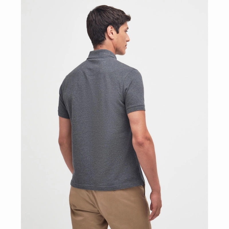 Hot Price Drop Barbour Tartan Pique Mens Polo Shirt - Slate Marl