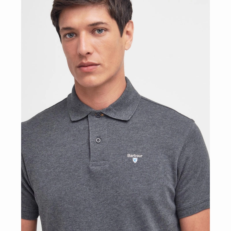Barbour Tartan Pique Mens Polo Shirt - Slate Marl Grab Save Today Steal Todays Offer