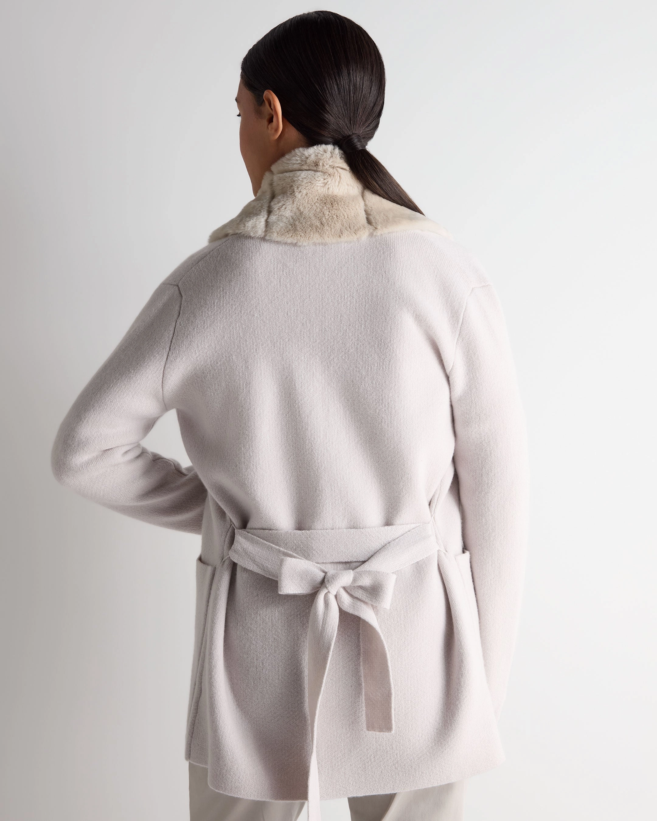 Exclusive Savings Event Women'S Ruby Herringbone Fur Cardigan Snow Grey