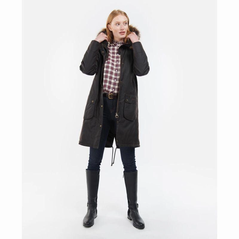 Instant Hot Deal Barbour Stavia Ladies Wax Jacket - Rust/Classic