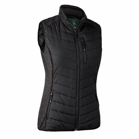 Deerhunter Womens Caroline Padded Waistcoat With Knit Black Price Slash Today