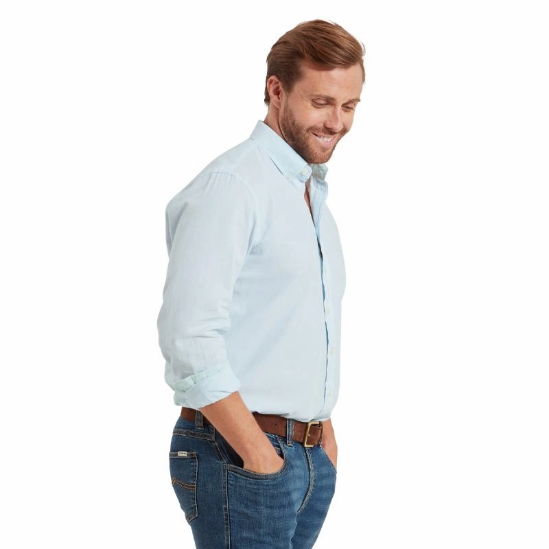 Limited Stock Deals Schoffel Titchwell Tailored Fit Lightweight Mens Shirt - Pale Blue