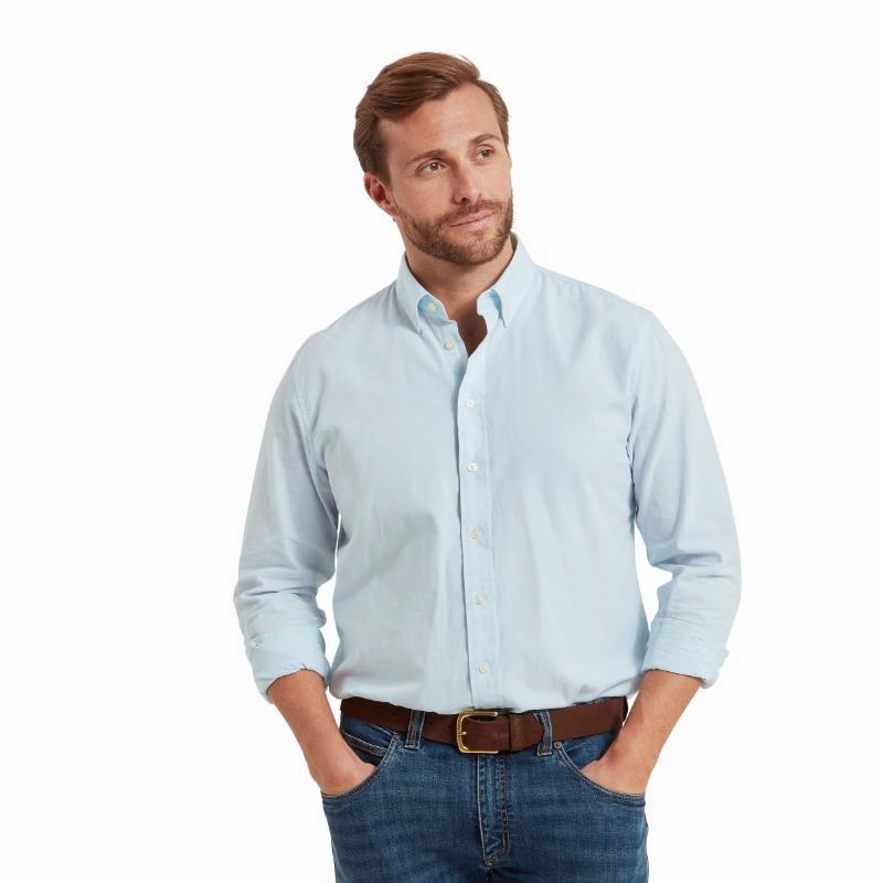 Shop Smart Save Schoffel Titchwell Tailored Fit Lightweight Mens Shirt - Pale Blue