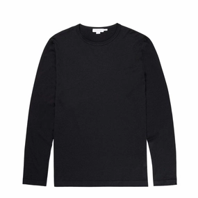 Sunspel Long Sleeve Crew Neck T-Shirt Black Special Deals Online Instant Hot Deal