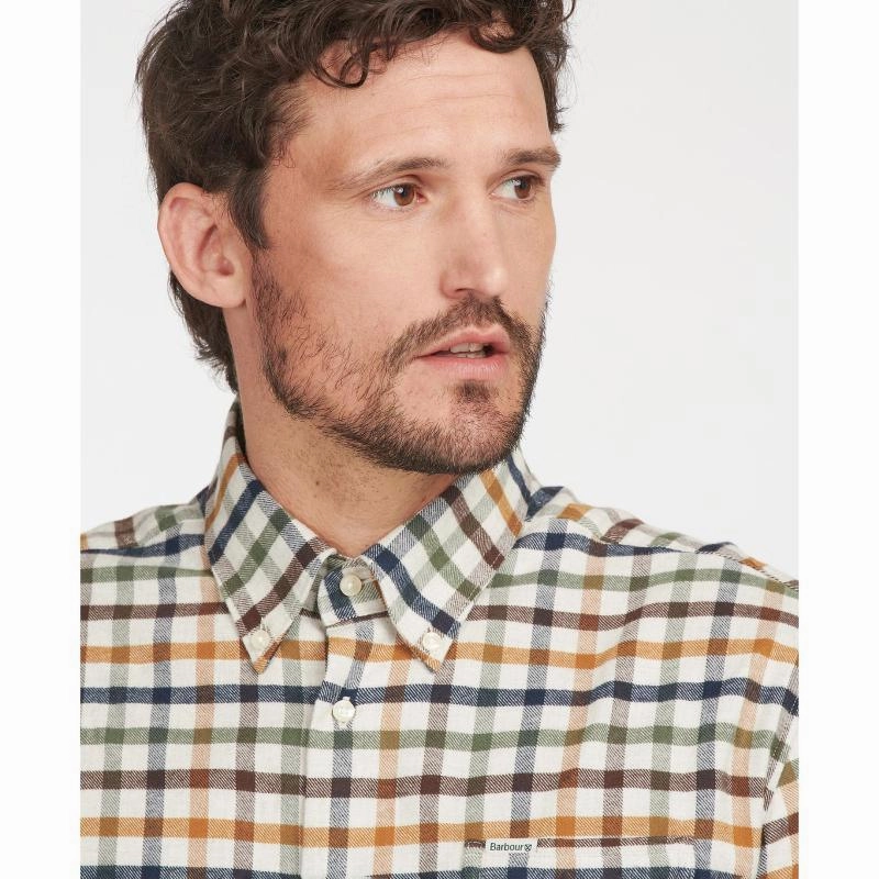 Barbour Hadlo Regular Fit Mens Shirt - Ecru Marl Price Slash Today Shop Now Save