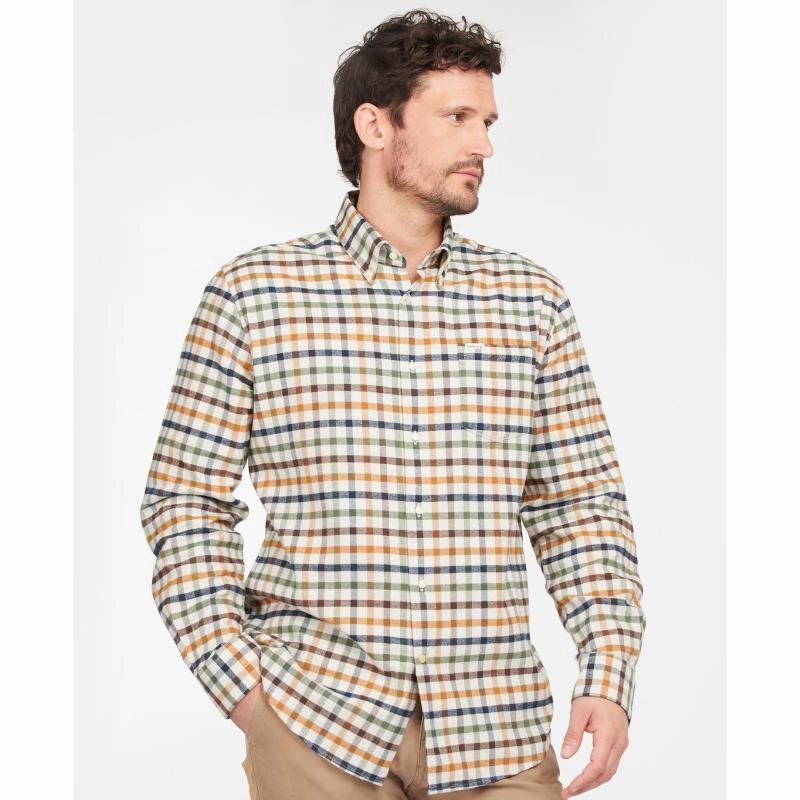Barbour Hadlo Regular Fit Mens Shirt - Ecru Marl Special Surprise Sale Hot Pick of the Day