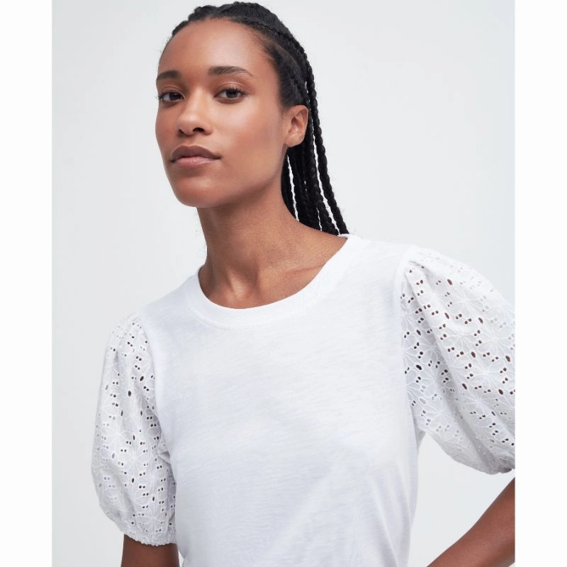 Barbour Longfield Ladies Top - White Perfect Gift Sale