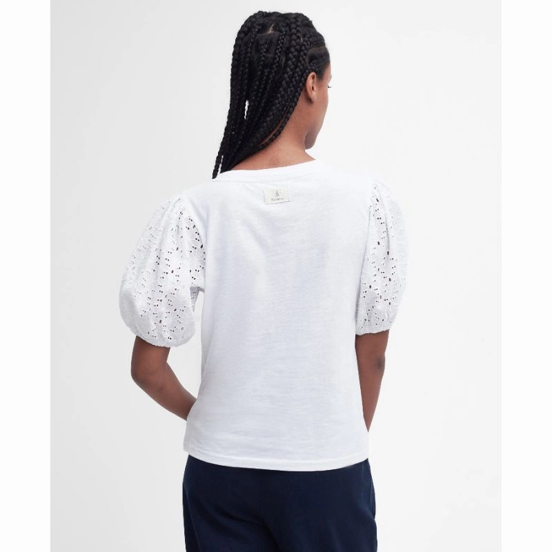 Barbour Longfield Ladies Top - White Price Slash Today