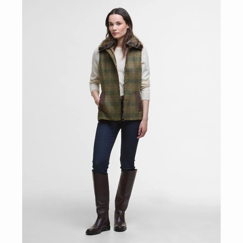 Online Deal Frenzy Barbour Rosemary Ladies Wool Gilet - Arabesque/Brown