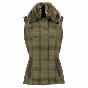 Barbour Rosemary Ladies Wool Gilet - Arabesque/Brown Shop Today Save