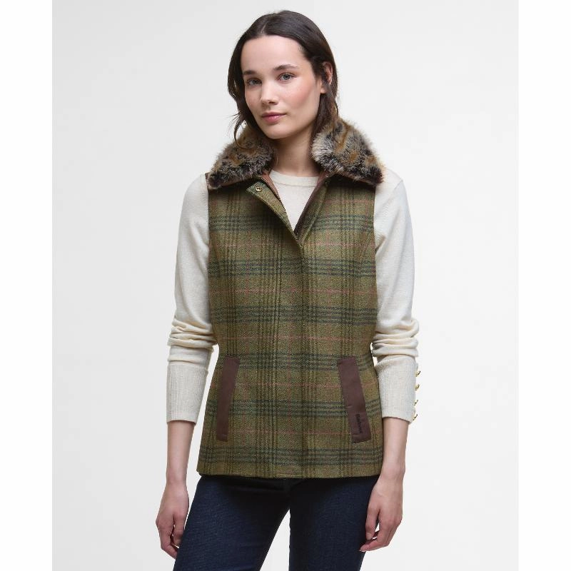 Barbour Rosemary Ladies Wool Gilet - Arabesque/Brown Dont Miss Big Savings Steal the Deal Now