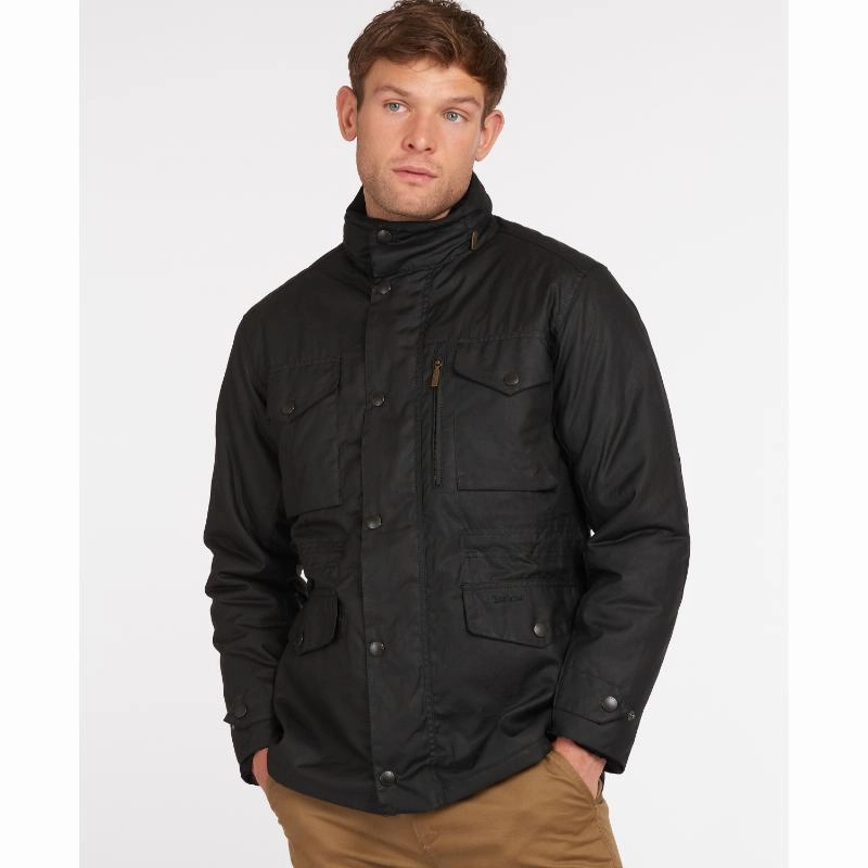 Hot Picks Today Barbour Sapper Mens Waxed Jacket - Black