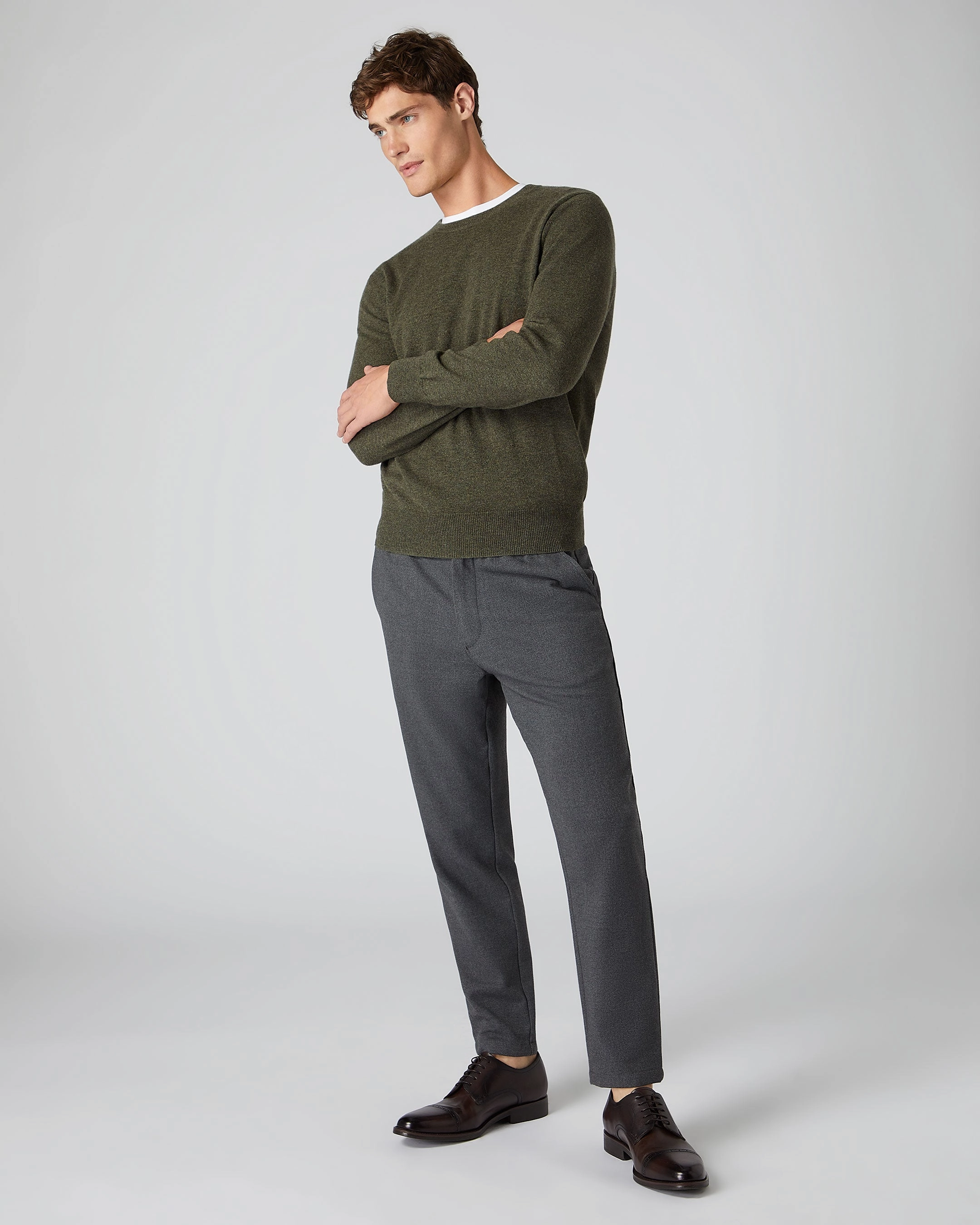 Trendy Picks Today Grab Save Today Men'S Oxford Round Neck Cashmere Jumper Moss Green