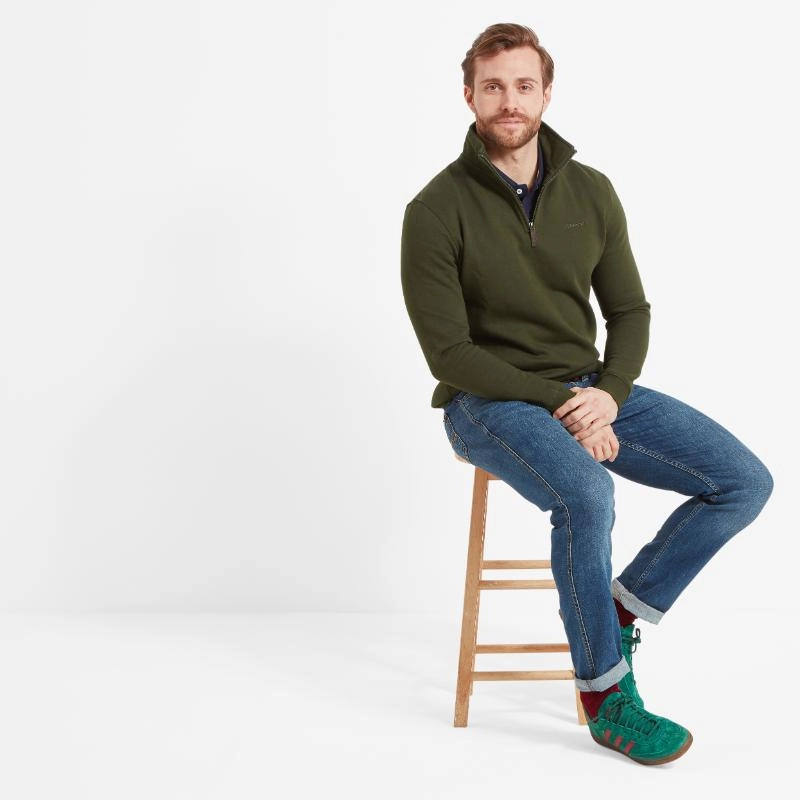 Schoffel St Merryn Mens 1/4 Zip Sweatshirt - Forest Grab the Deal Now Today Only Discount Alert
