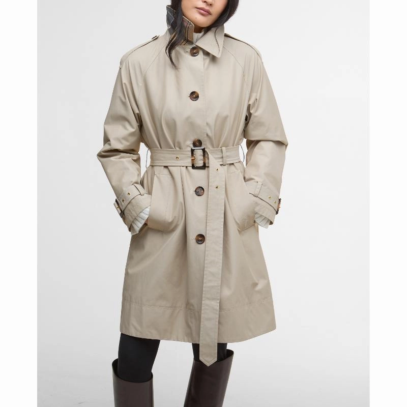 Barbour Maia Ladies Showerproof Jacket - Mist/Hessian Tartan Weekend Sale Special Hot Picks Today