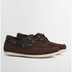 Mega Online Discount Barbour Wake Leather Mens Boat Shoe - Brown/Navy