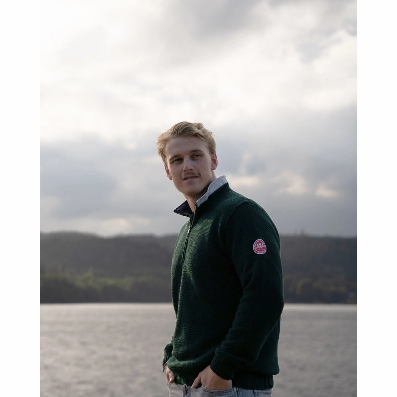 Hot Deal Alert Shop Save Today Holebrook Classic Windproof Mens 1/4 Zip Jumper - Pine