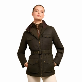 Holland Cooper Belted Waxed Ladies Jacket - Dark Olive Hot Pick Deal Hot Sale Today