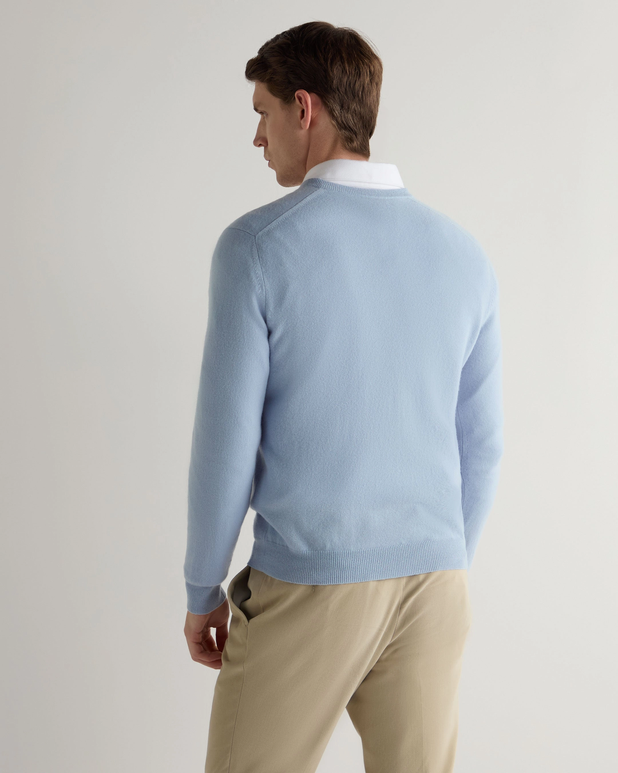 Today Only Discount Alert Men'S Burlington V Neck Cashmere Jumper Sea Mist Blue