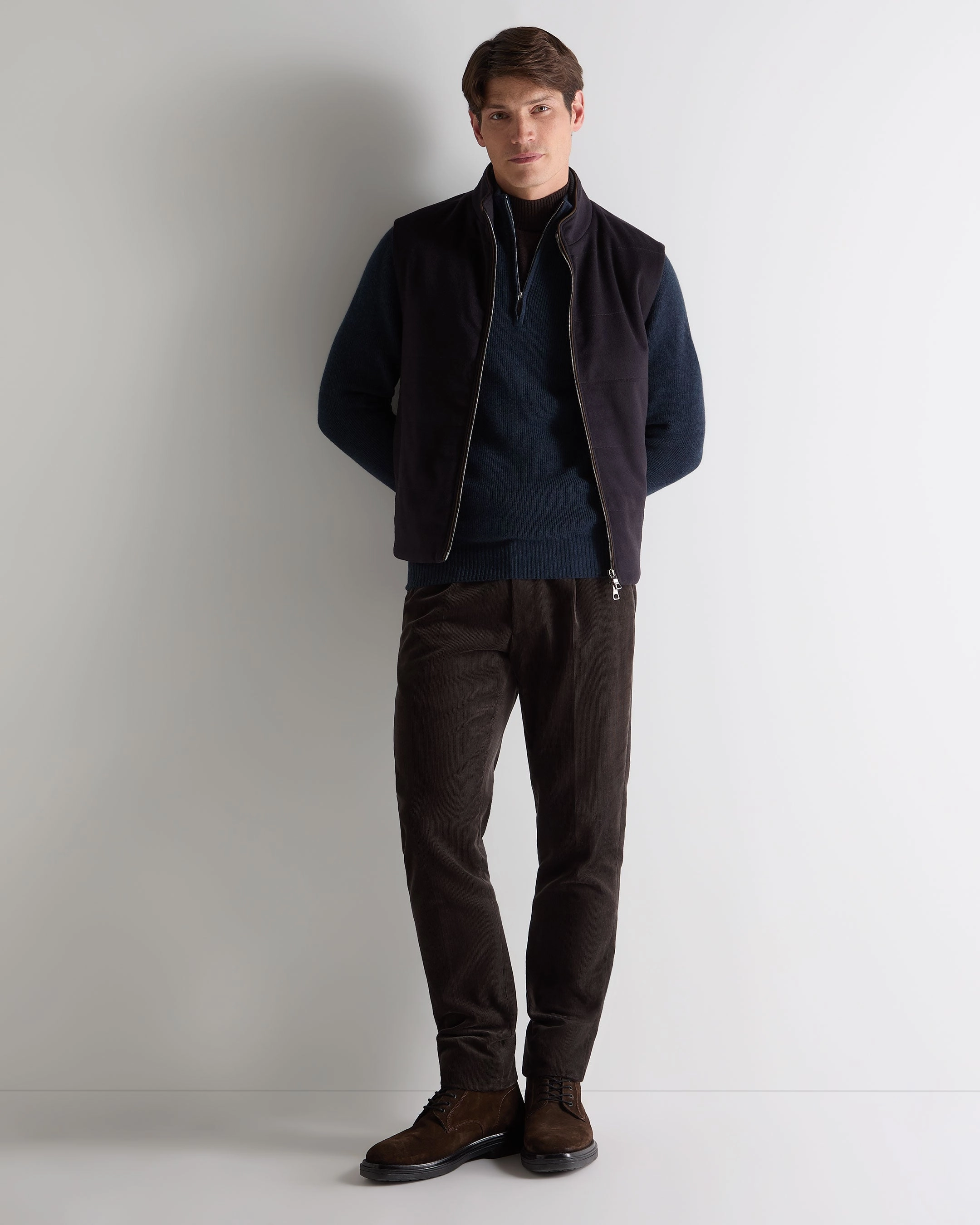 Hot Offer Frenzy Special Offer Inside Men'S Ribbed Half Zip Cashmere Jumper Indigo Blue
