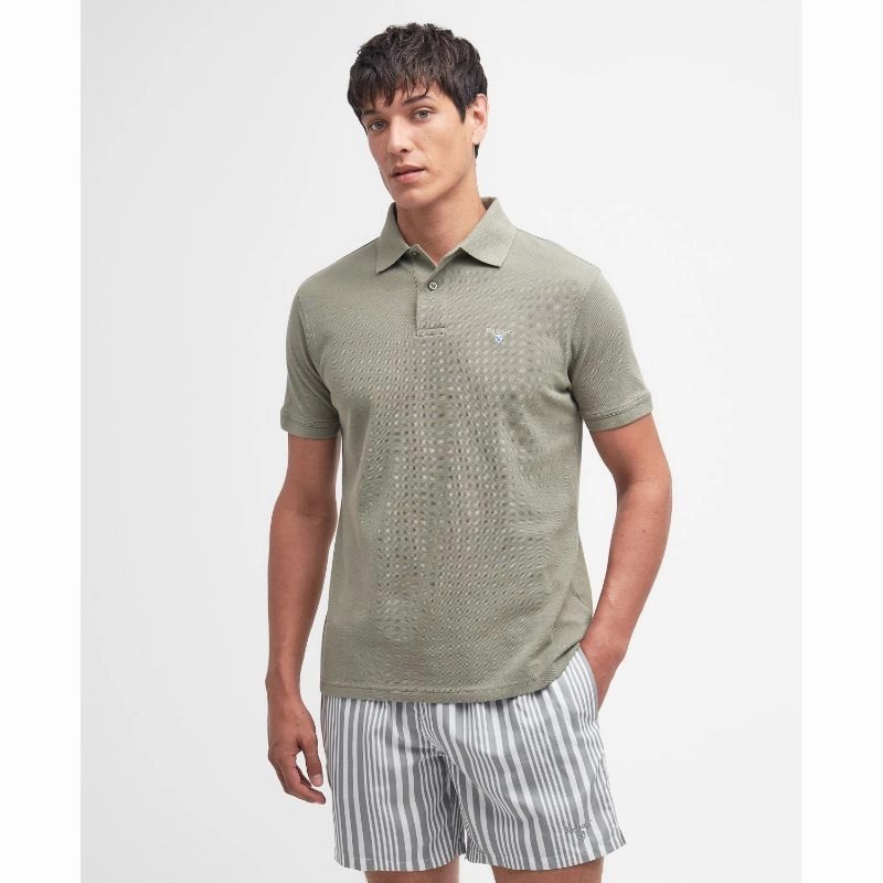 Sale Ending Soon Barbour Original Sports Tailored Fit Mens Polo Shirt - Dusty Green