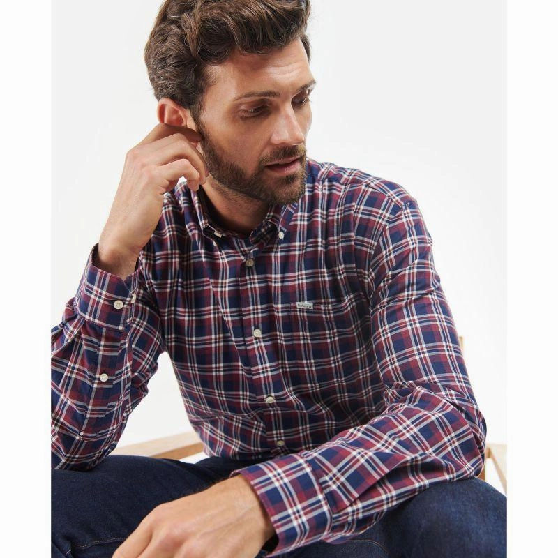 Price Drop Frenzy Barbour Turville Mens Regular Fit Shirt - Navy
