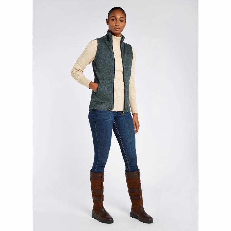 Price Drop Alert Dont Miss Out Dubarry Sheedy Ladies Wool Blend Gilet - Dark Pebble