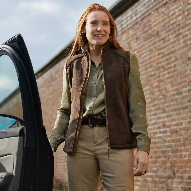 Limited Time Hot Deal Special Occasion Discount Harkila Sandhem Sherpa Ladies Fleece Waistcoat - Demitasse Brown