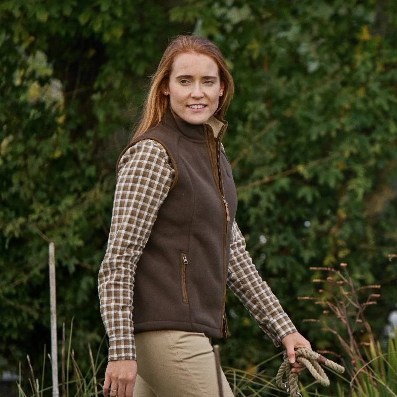 Exclusive Online Discount Exclusive Online Offer Harkila Sandhem Sherpa Ladies Fleece Waistcoat - Demitasse Brown