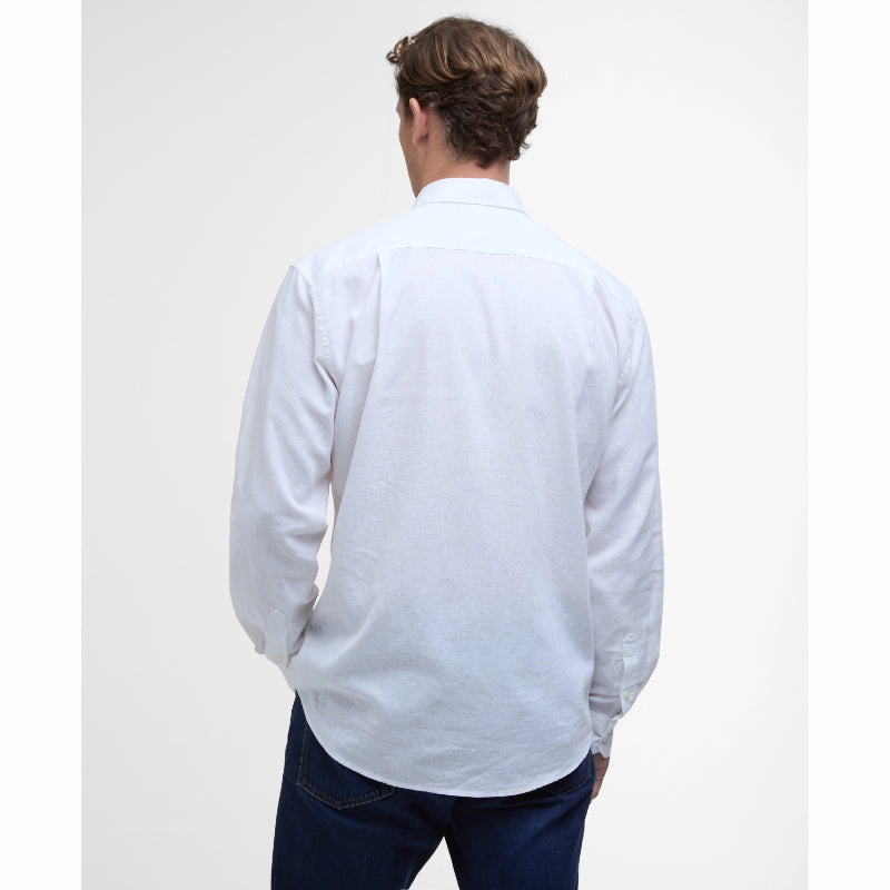 Barbour Nelson Linen Blend Mens Regular Fit Shirt - White Todays Special Savings