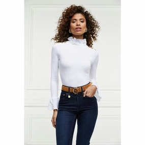 Holland Cooper Lilibet Ladies Jersey Long Sleeve Tee - White Price Slash Today