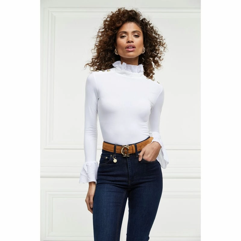 Holland Cooper Lilibet Ladies Jersey Long Sleeve Tee - White Price Slash Today