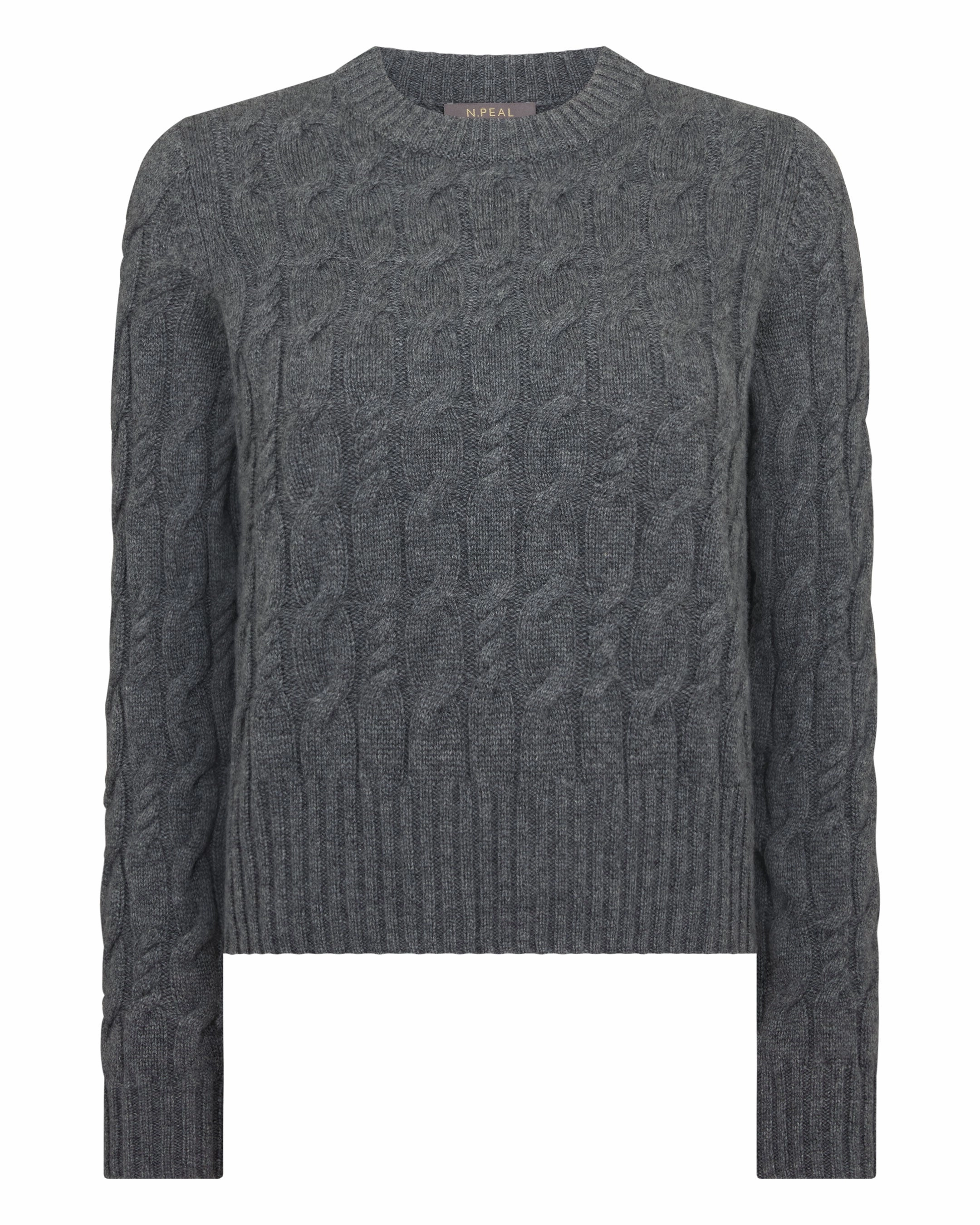 EndofWeek Deals Women'S Cable Cashmere Jumper Elephant Grey